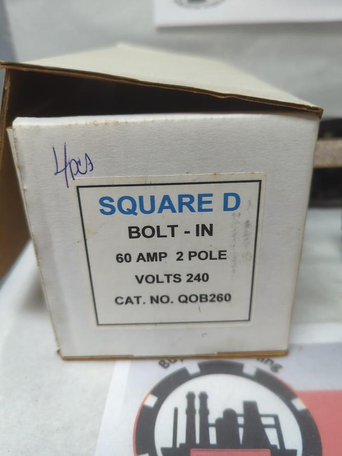 Used SQUARE D,QOB260,CIRCUIT BREAKER 60 AMP 2-POLE LOT OF 4 PRE-OWNED