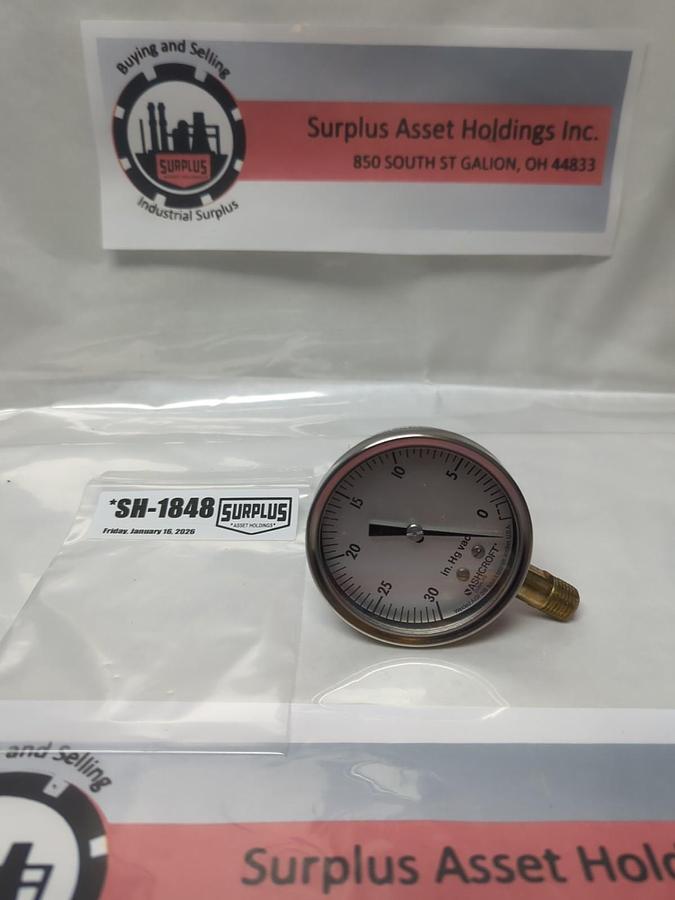 Used ASHCROFT,Q-8962,GAUGE 30-0 IN.Hg VAC PRE-OWNED