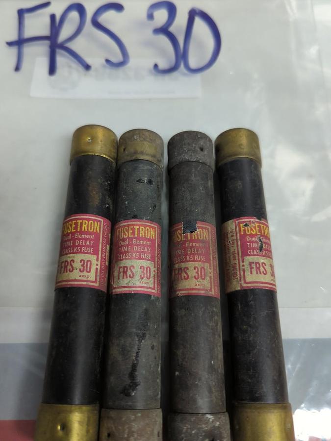 Used COOPER BUSSMANN,FRS-30,FUSETRON 30 AMP FUSE LOT OF 4 PRE-OWNED