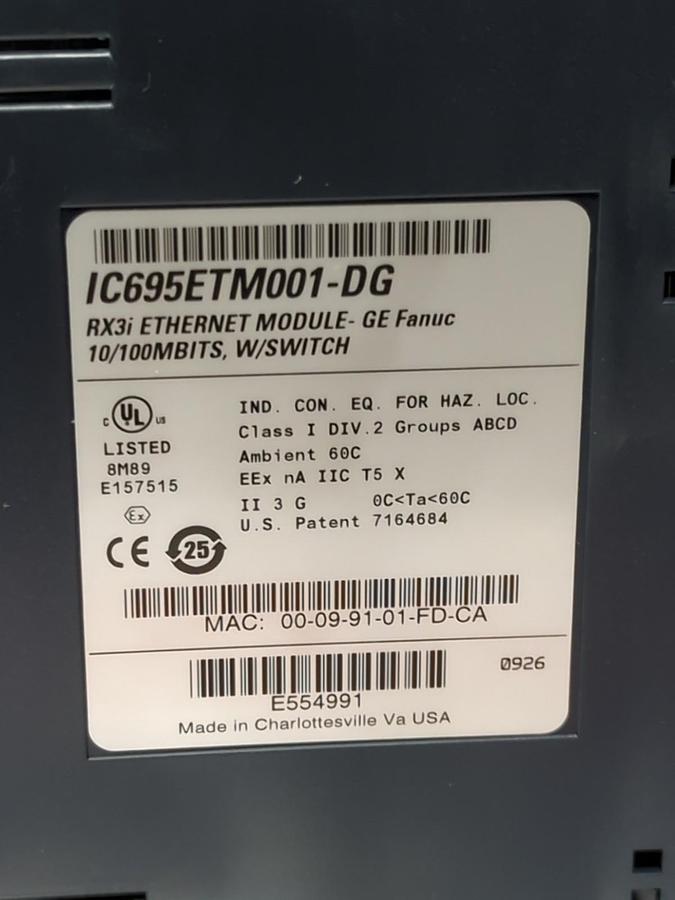 Used GE ,IC695CPETM001-DG,ETHERNET TRANSMITTER MODULE 10/100MBITS W/ SWITCH PRE-OWNED