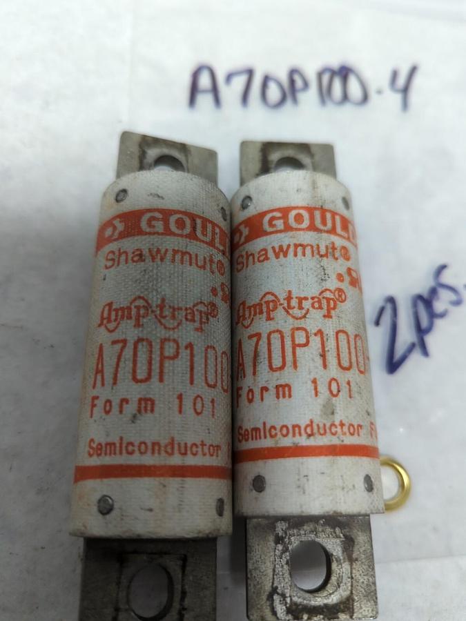 Used GOULD SHAWMUT,A70P100-4,AMP-TRAP 100 AMP FUSE LOT OF 2 PRE-OWNED