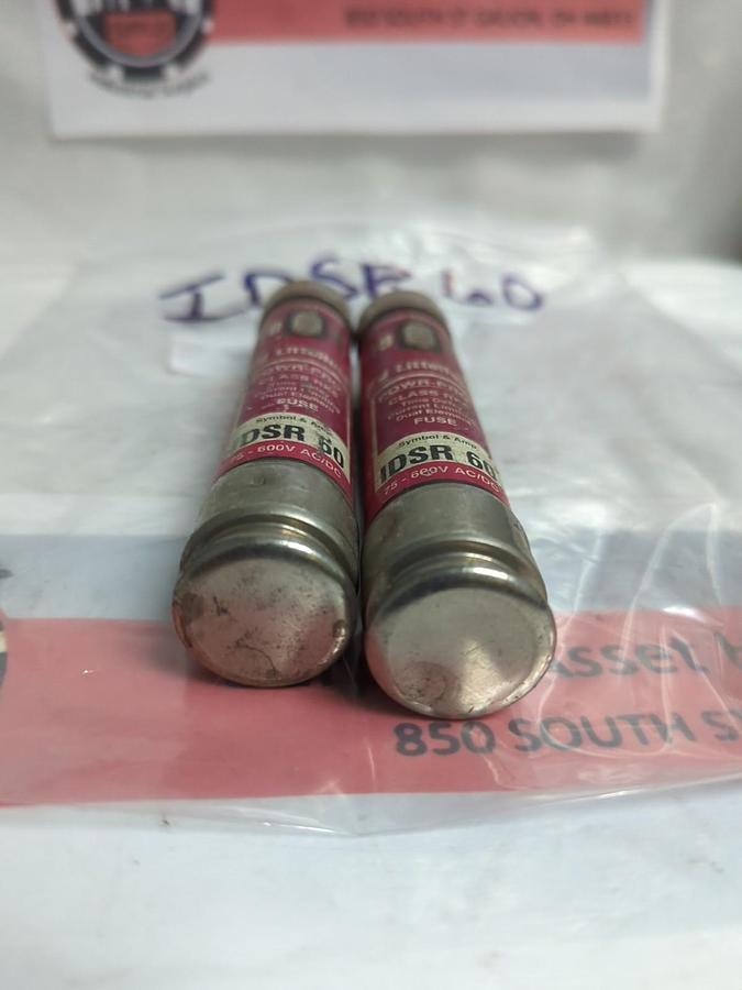 Used LITTELFUSE,IDSR60,INDICATOR 60 AMP FUSE LOT OF 2 PRE-OWNED