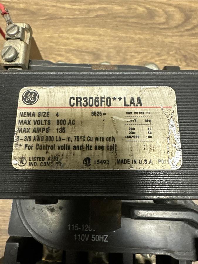 GE,CR306FO**LAA,Size 4 Contactor NOS