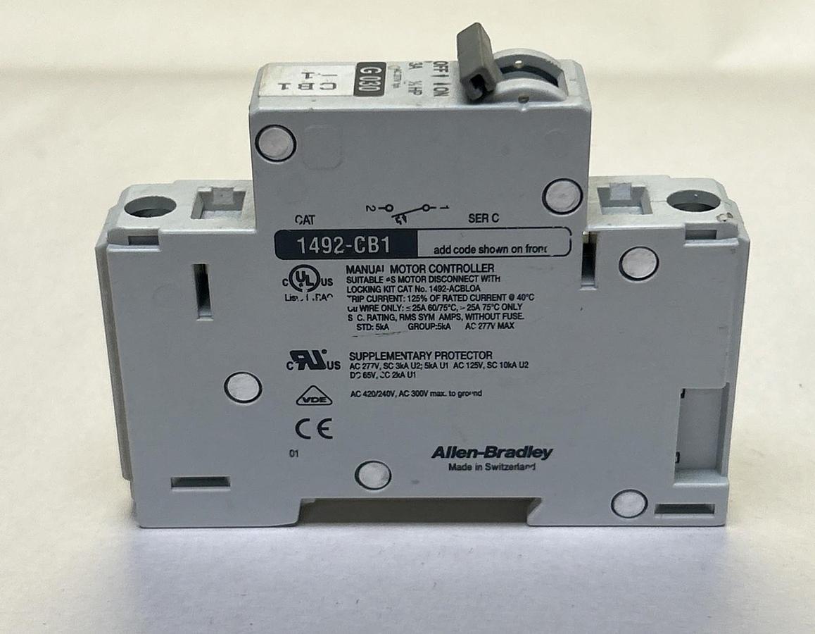 Used ALLEN BRADLEY,1492-CB1G030,CIRCUIT BREAKER 3A 277V 1P