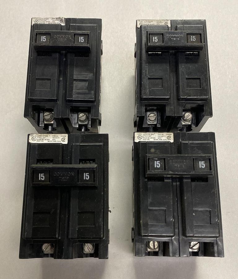 Used CUTLER HAMMER,M1640,CIRCUIT BREAKER 15A 2P LOT OF 4