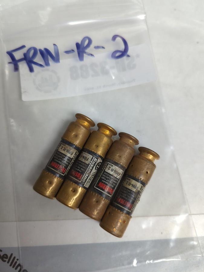 Used COOPER BUSSMANN,FRN-R-2,FUSETRON 2 AMP FUSE LOT OF 4 PRE-OWNED