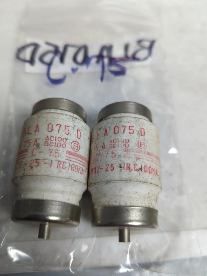 Used FUJI,C-75,BOTTLE FUSE 75 AMP LOT OF 2 PRE-OWNED