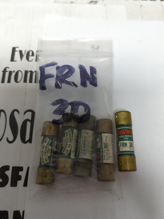 COOPER BUSSMANN,FRN-30,FUSETRON 30 AMP FUSES LOT OF 5 NOS