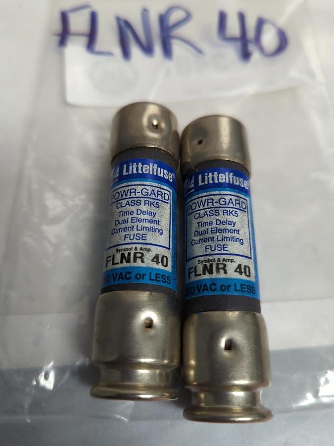 Used LITTELFUSE,FLNR-40,POWR-GARD 40 AMP FUSE LOT OF 2 PRE-OWNED