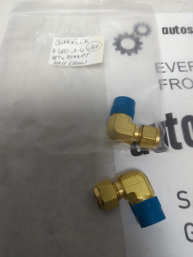 SWAGELOK,B-600-2-6,3/8TX3/8MNPT MALE ELBOW LOT OF 2 NOS