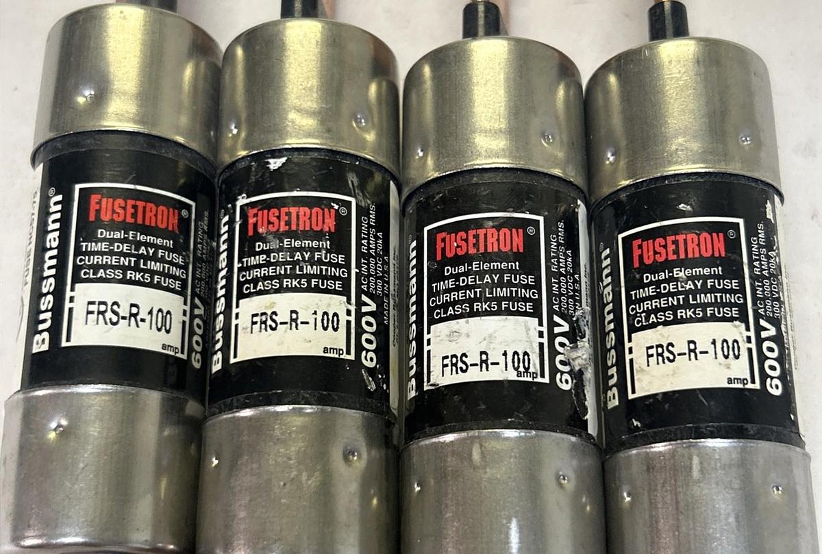 Used COOPER BUSSMANN,FRS-R-100,FUSETRON FUSE 100A 600V LOT OF 4