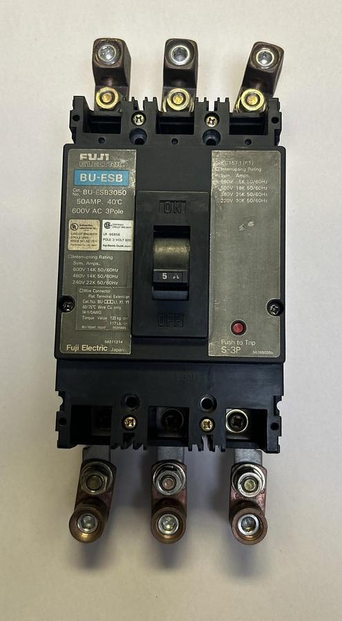 Used FUJI ELECTRIC,BU-ESB3050,CIRCUIT BREAKER 50A 600V 3P