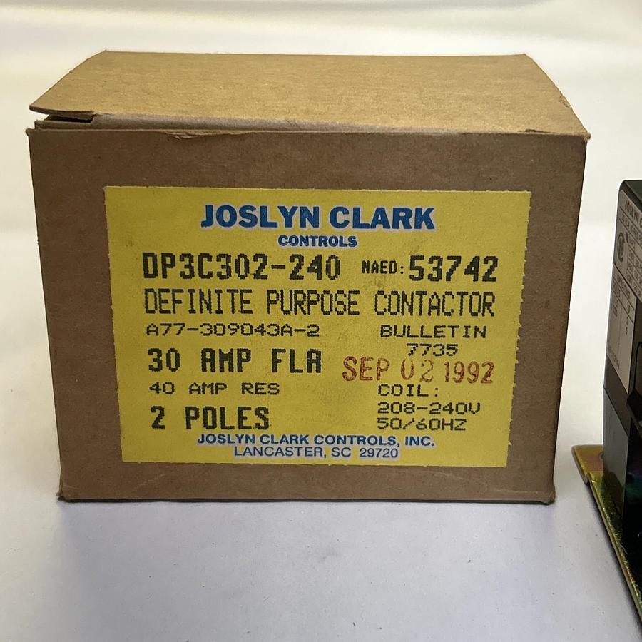 JOSLYN CLARK,DP3C302-240,DEFINITE PURPOSE CONTACTOR NEW