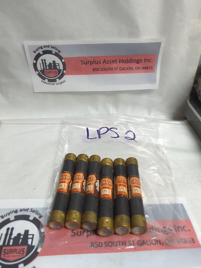 Used COOPER BUSSMANN,LPS-2,LOW-PEAK 2 AMP FUSE LOT OF 6 PRE-OWNED