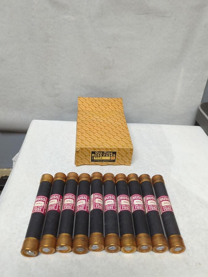 COOPER BUSSMANN,NOS-3,ONE-TIME 3 AMP FUSES BOX OF 10 NOS