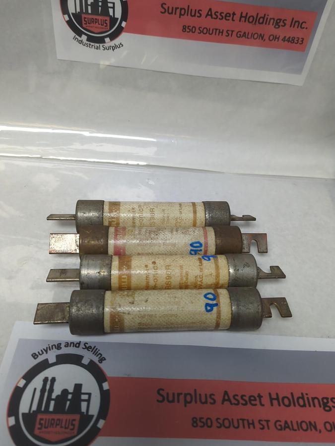 Used GOULD SHAWMUT,TRS90R,TRI-ONIC 90 AMP FUSE LOT OF 4 PRE-OWNED