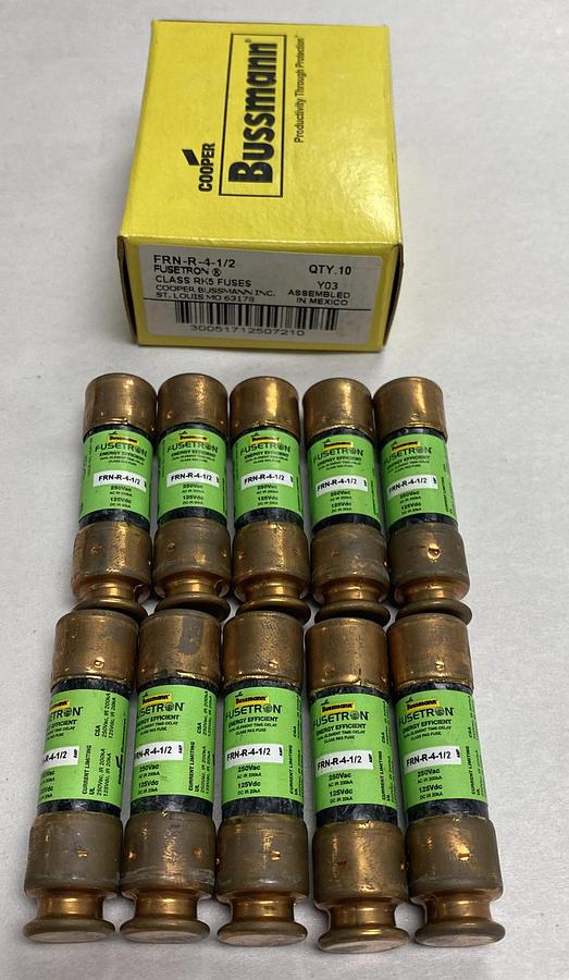 Cooper Bussmann,FRN-R-4-1/2,Fusetron Fuse Lot Of 10 New In Box