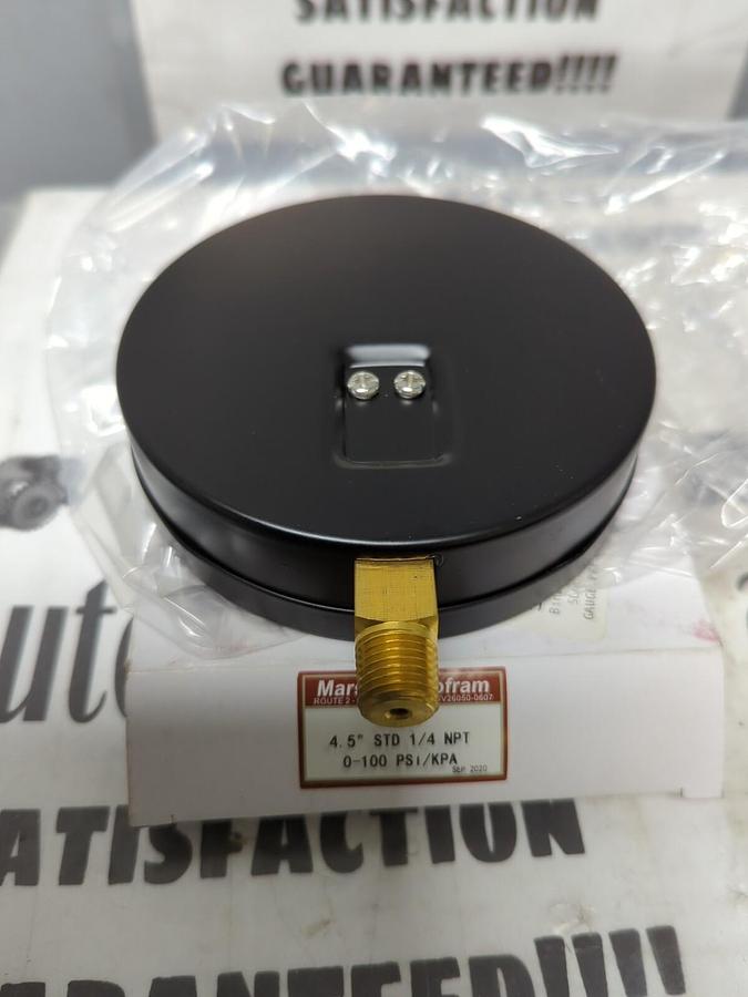 MARSH BELLOFRAM,J9048,4.5 INCH STD 1/4 INCH NPT 100PSI GAUGE NEW