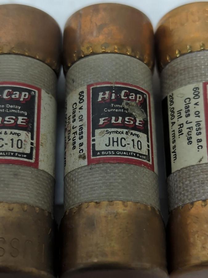 Used COOPER BUSSMANN,JHC-10,HI-CAP 10 AMP FUSE LOT OF 5 PRE-OWNED