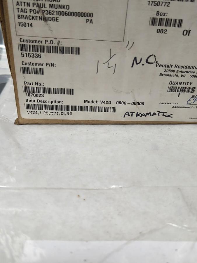 AQUAMATIC,V42D-0000-00000,CAST DIAPHRAGM VALVE 1-1/4 INCH NOS