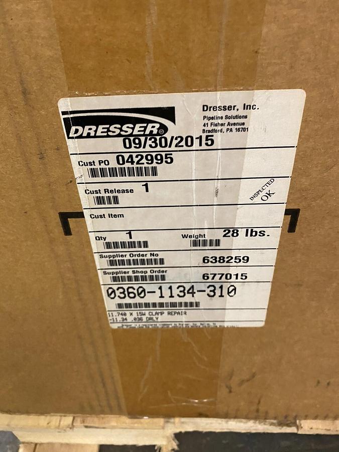 DRESSER,0360-1134-310,STYLE 360 11.34-11.74 FULL CIRCLE REPAIR CLAMP