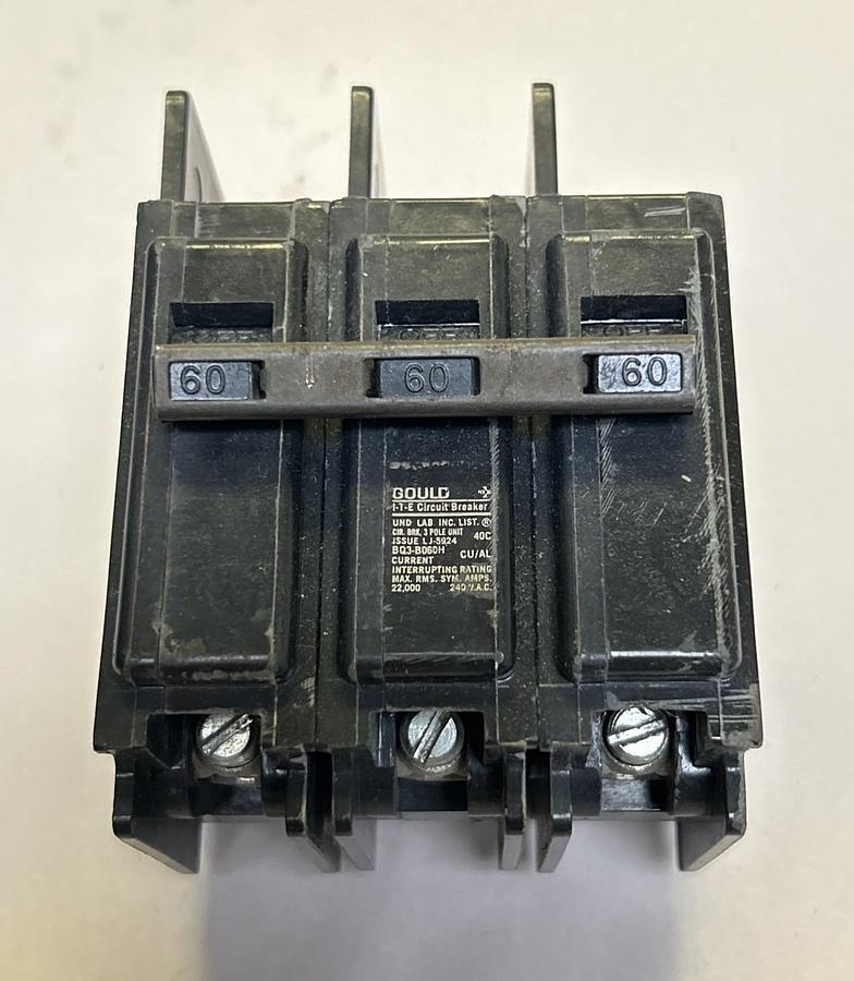 Used GOULD ITE,BQ3-B060H,CIRCUIT BREAKER 60A 240V 3P
