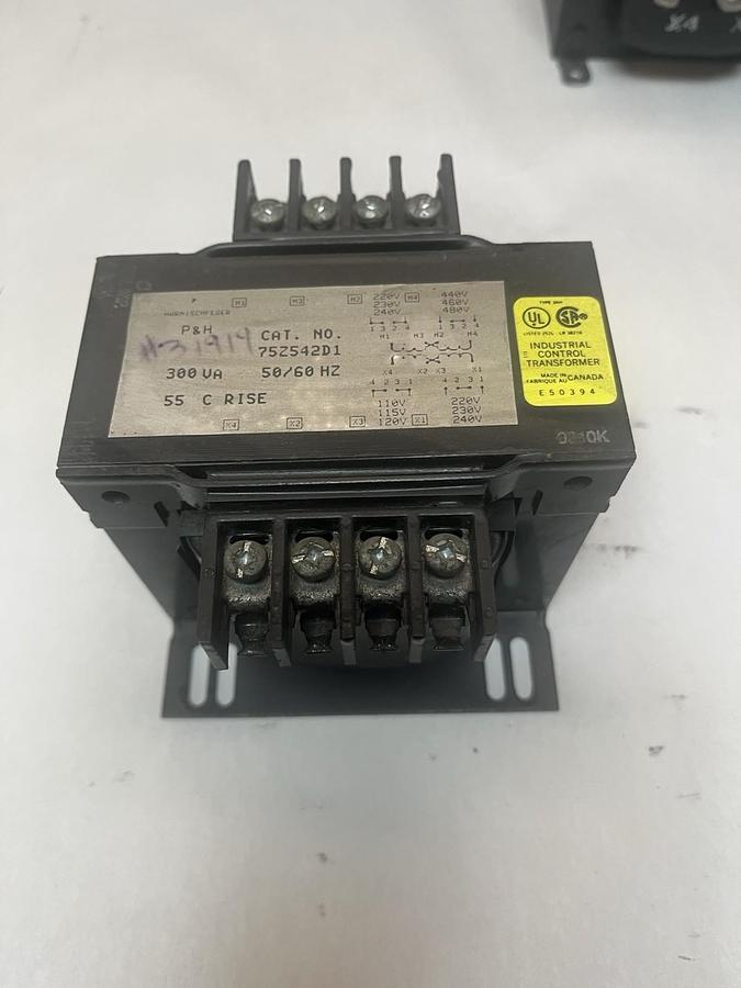 P&H,75Z542-D1,CONTROL TRANSFORMER 1PH 0.300KVA PRI 240/480V SEC 115/230V