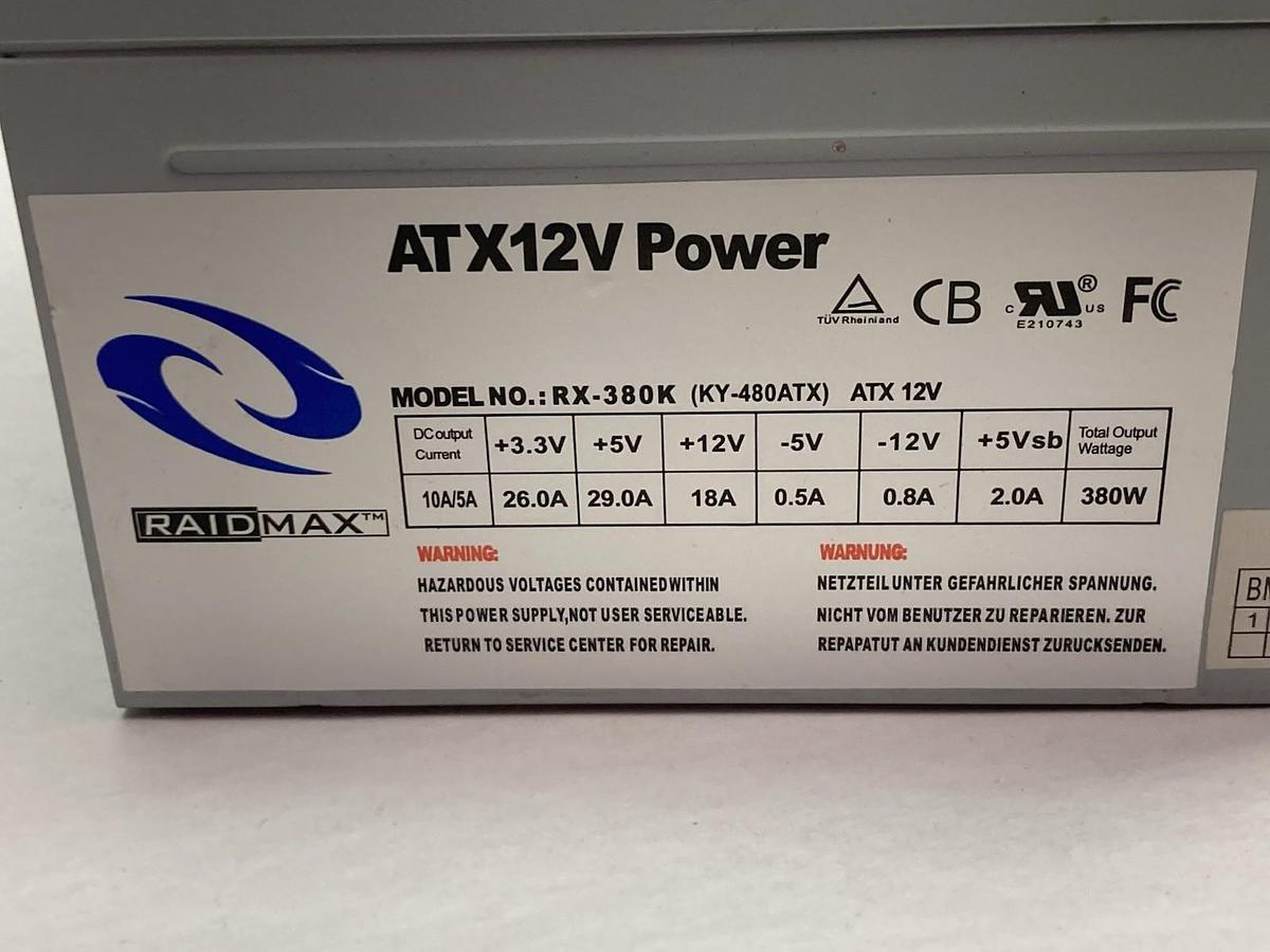 Raid-Max,RX-380K,Power Supply ATX 12V
