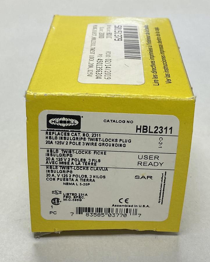 Used HUBBELL,HBL2311,TWIST LOCK PLUG NEW