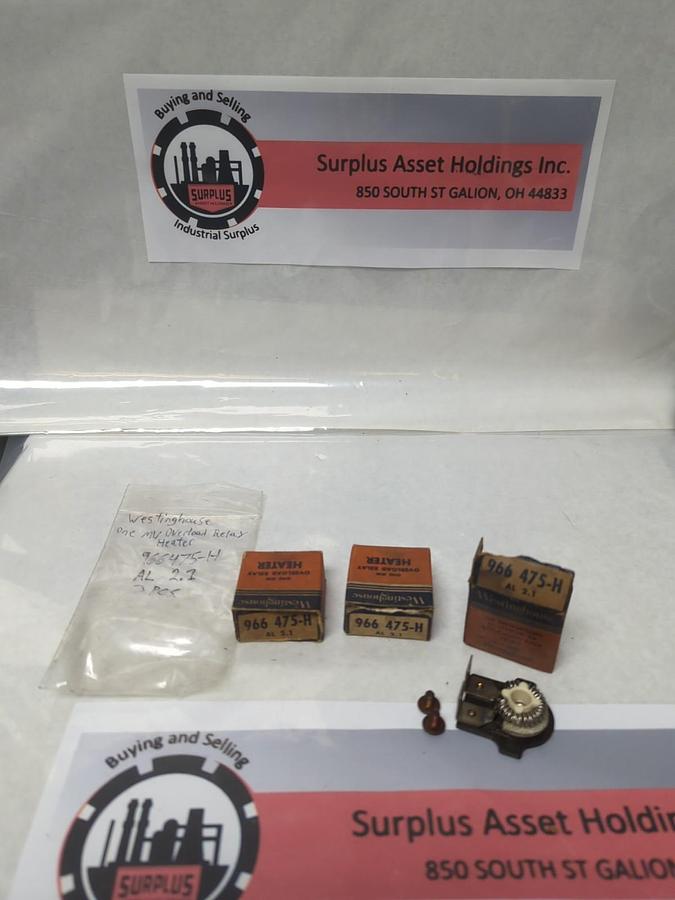 WESTINGHOUSE,966 475-H,OVERLOAD THERMAL HEATER RELAY LOT OF 3 NOS