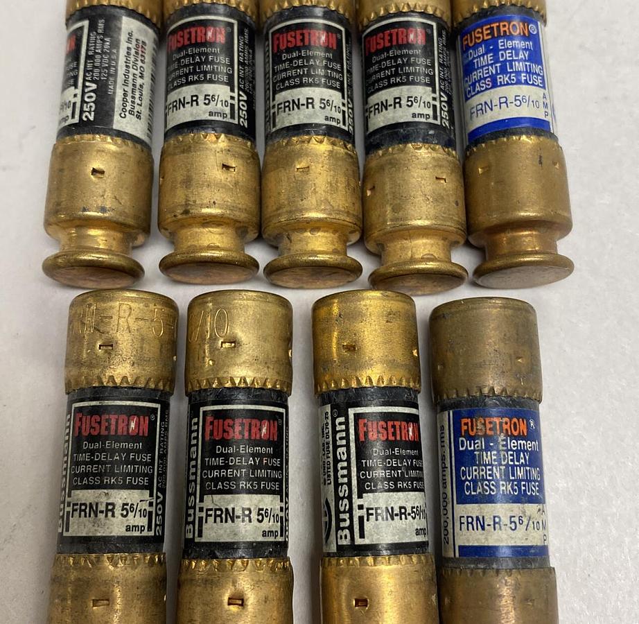 Bussmann,FRN-R 5 6/10,Fusetron Fuse Lot Of 9 NOS