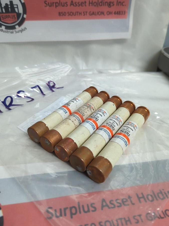 Used FERRAZ SHAWMUT,TRS-7R,CURRENT LIMITING 7 AMP FUSE LOT OF 5 PRE-OWNED