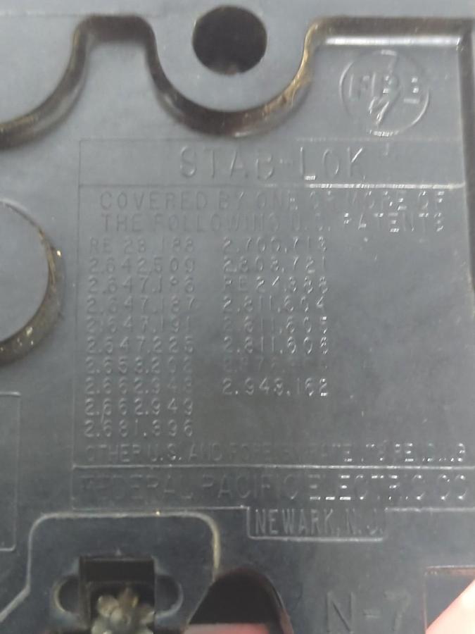 Used FEDERAL PACIFIC,NA215,STAB-LOK CIRCUIT BREAKER 15 AMP 2-POLE LOT OF 3 PRE-OWNED