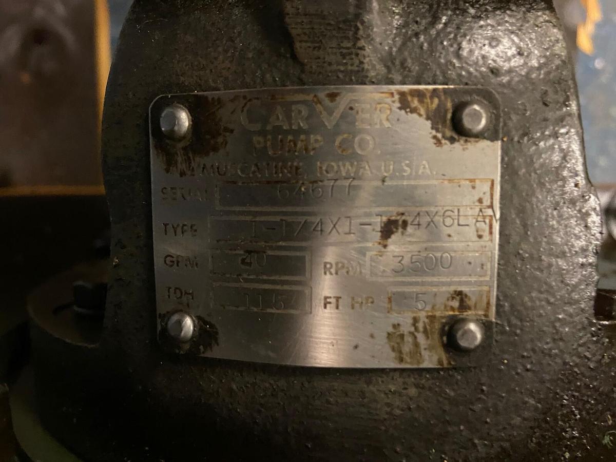 Used Carver,1-1/4x1-1/4x6LA,Submersible Pump 40GPM 3500RPM 5Hp