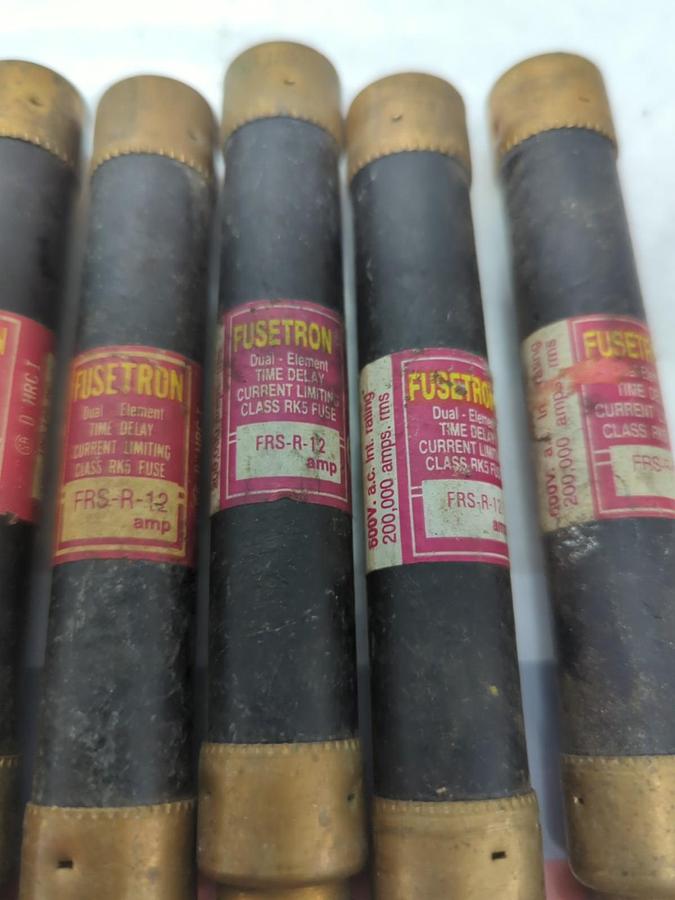 Used COOPER BUSSMANN,FRS-R-12,FUSETRON 12 AMP FUSE LOT OF 10 PRE-OWNED