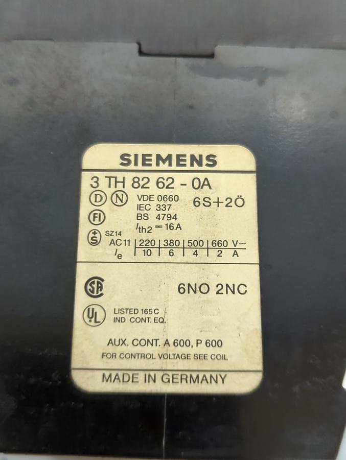 Used SIEMENS,3 TH 82 62-0A,CONTACTOR PRE-OWNED