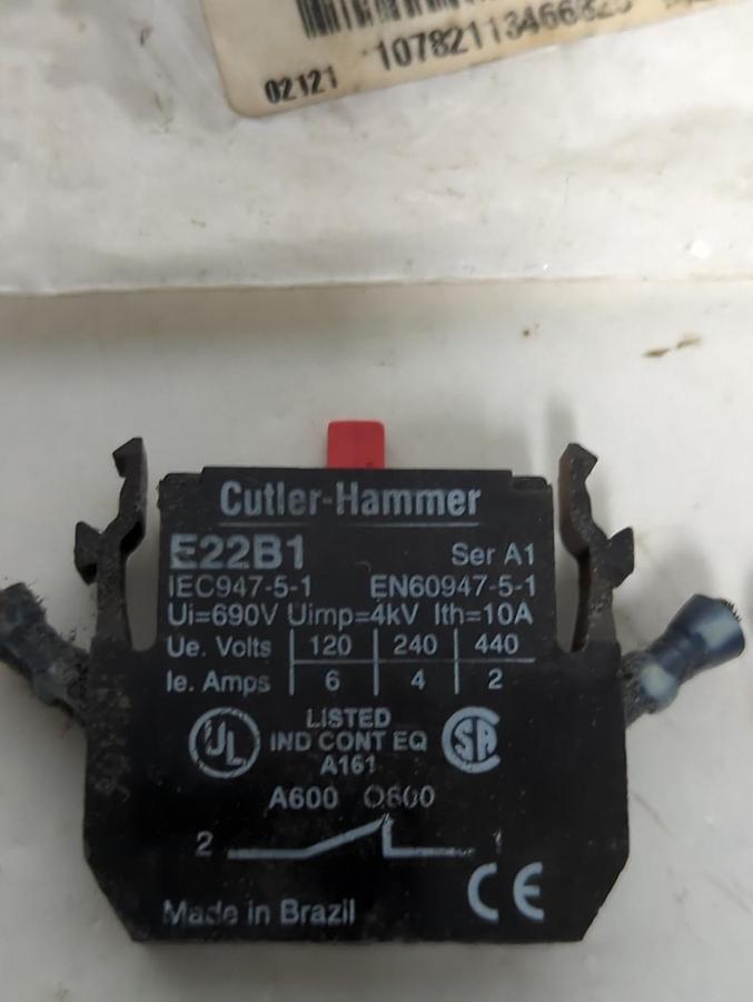 Used CUTLER HAMMER,E22B2,SERIES A1 CONTACT BLOCK LOT OF 2 PRE-OWNED