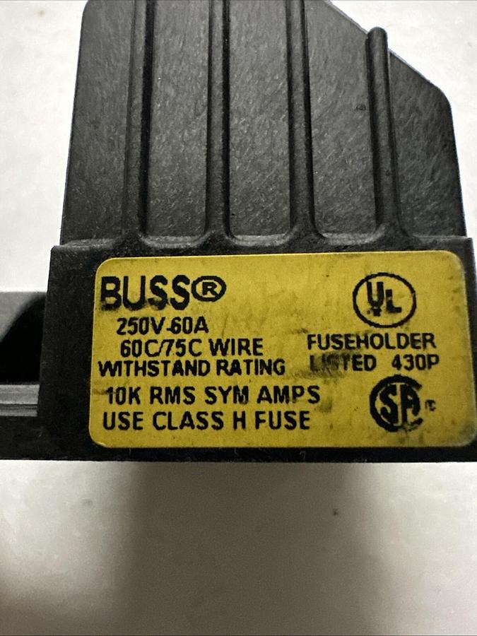 Used Buss,H25060-1C,250V 60A Fuse Holder