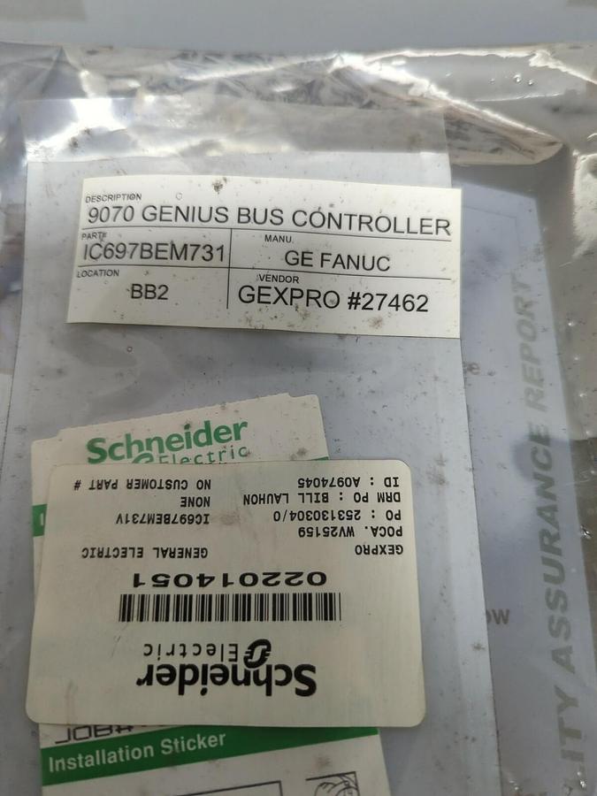 Used GE FANUC,IC697BEM731 9070,GENIUS BUS CONTROLLER REFURBISHED SEALED
