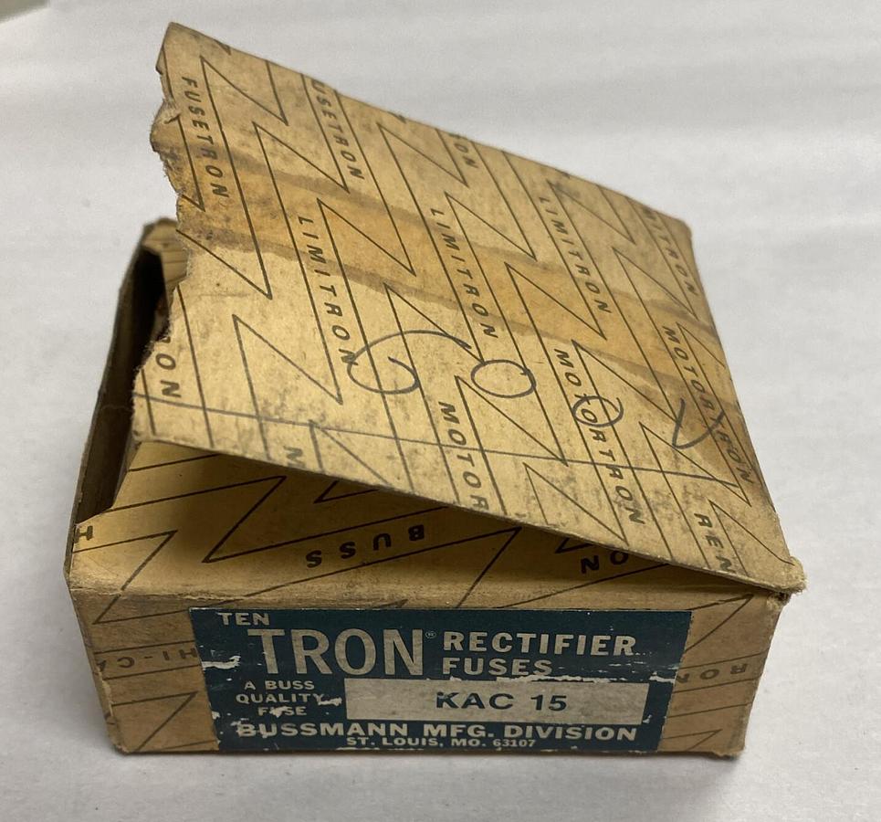 TRON,KAC-15,RECTIFIER FUSES 15 AMP 600 VAC LOT OF 10 NOS