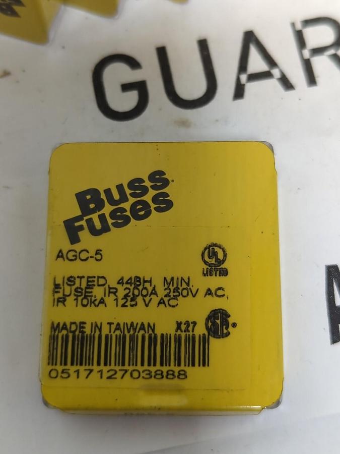 COOPER BUSSMANN,AGC-5,GLASS TUBE FUSES BOX OF 45 NEW