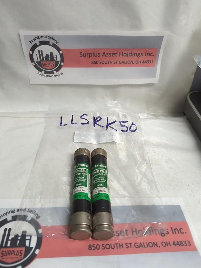Used LITTELFUSE,LLSRK50,50 AMP FUSE LOT OF 2 PRE-OWNED