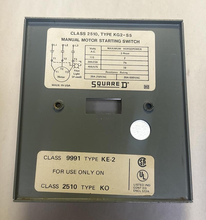 Used SQUARE D,2510KG2-S5,MANUAL MOTOR STARTING SWITCH LOT OF 4