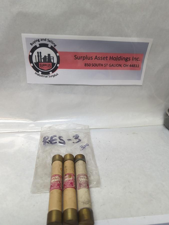 COOPER BUSSMANN,RES-3,SUPER-LAG RENEWABLE 3 AMP FUSE LOT OF 3 PRE-OWNED