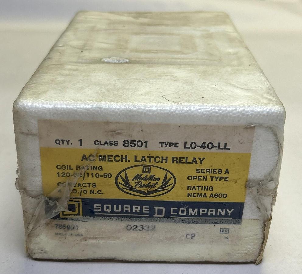 Used SQUARE D,8501L0-40-LL,AC MECH LATCH RELAY NEW