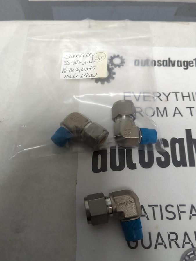 SWAGELOK,SS-810-2-4,MALE ELBOW 1/2TX1/4MNPT LOT OF 3 NOS