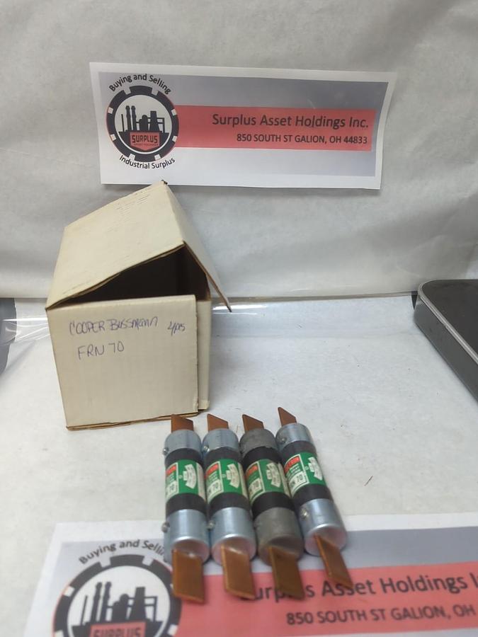 Used COOPER BUSSMANN,FRN-70,FUSETRON 70 AMP FUSE LOT OF 4 PRE-OWNED