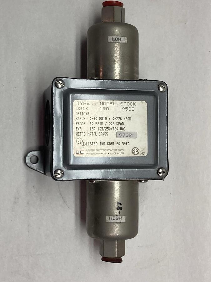 Used United Electric,Model 150,Pressure Switch Type J21K 0-40 PSID 15A