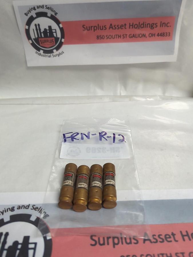 Used COOPER BUSSMANN,FRN-R-12,FUSETRON 12 AMP FUSE LOT OF 4 PRE-OWNED