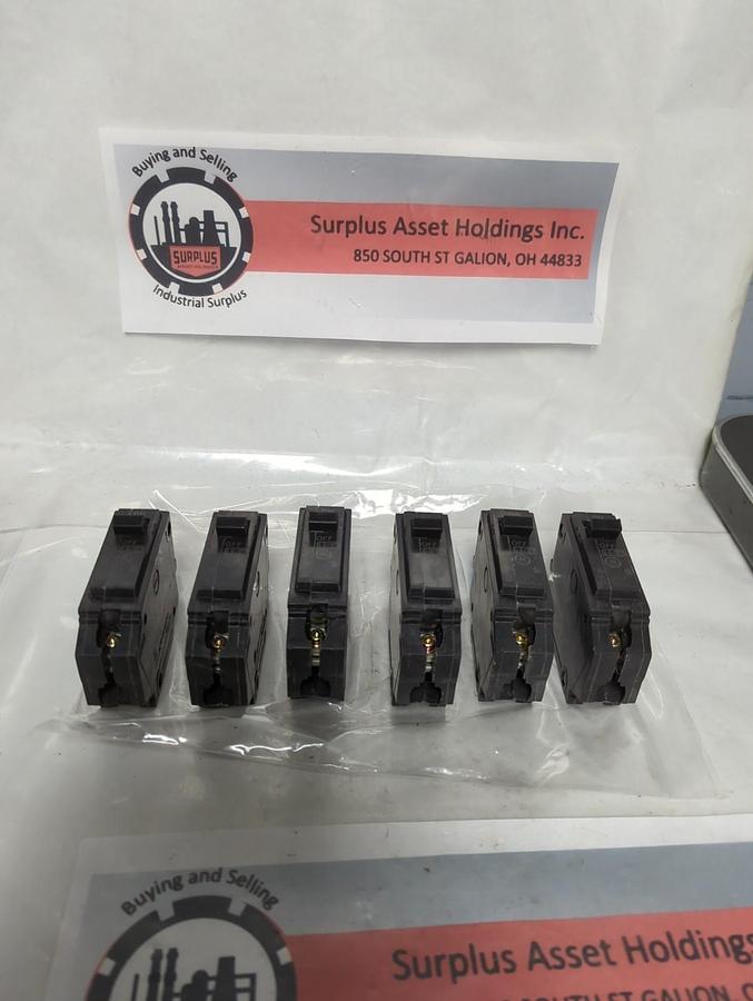 Used GE,RT-690 15A,CIRCUIT BREAKER 1-POLE 15 AMP LOT OF 6 PRE-OWNED